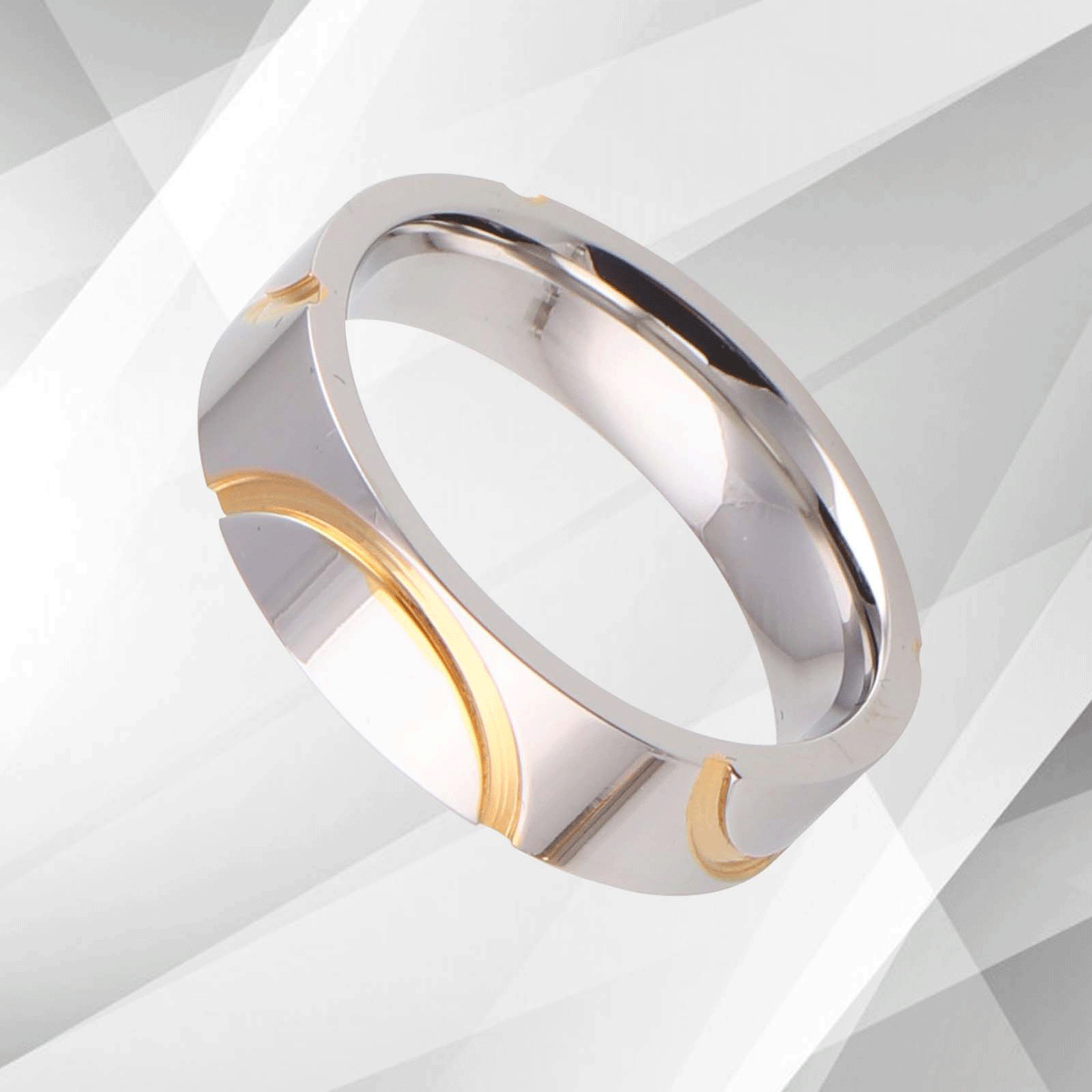 Men’s 6mm Flat Titanium 18Ct White And Yellow Gold Over Engagement