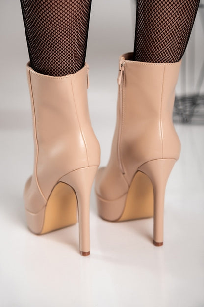 Elegant high-heeled ankle boots Yons, beige