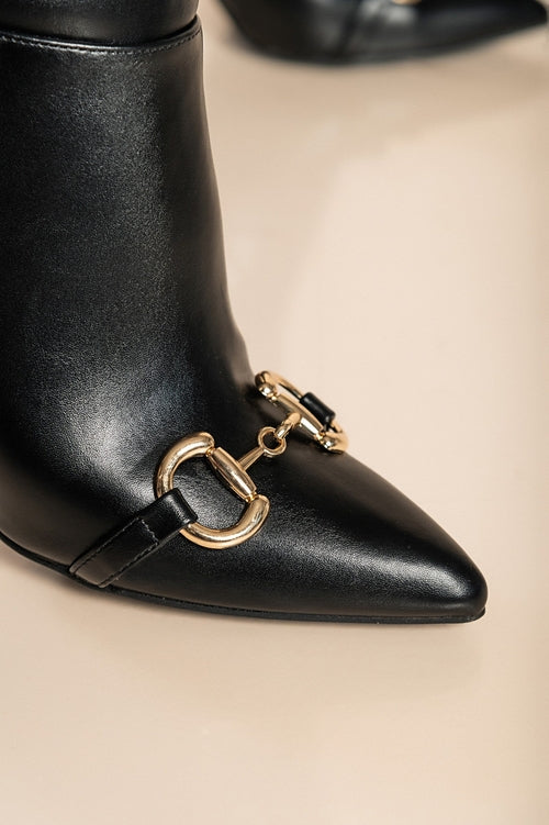 Elegant boots with decorative chain, W2AX89071, black