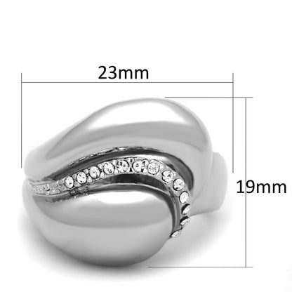 3W586 - Rhodium Brass Ring with Top Grade Crystal  in Clear