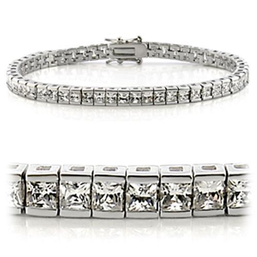 47102 - Rhodium Brass Bracelet with AAA Grade CZ  in Clear