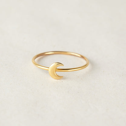 Minimal Moon Ring Stacking Crescent Moon Ring