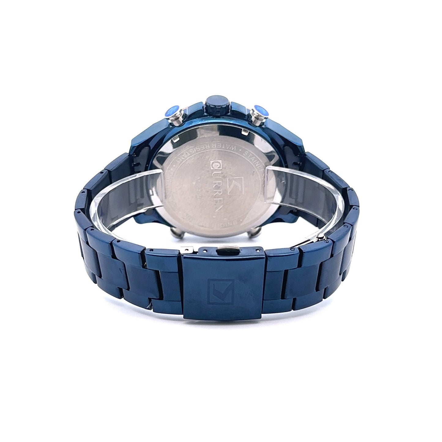 QUIXOTIC METAL BACK RHODIUM STAINLESS ICED OUT WATCH I 551741
