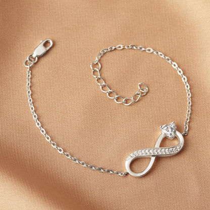 Infinity Charm Bracelet With Stone, Infinity Shape Bracelet, Stone