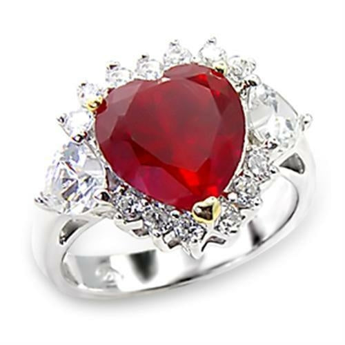 6X062 - High-Polished 925 Sterling Silver Ring with Synthetic Garnet