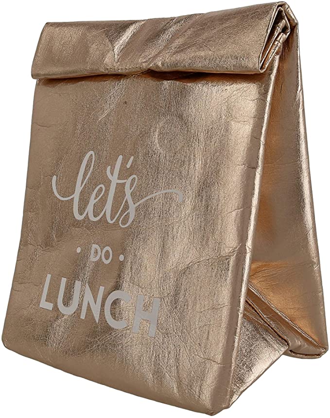 Let's Do Lunch Washable Paper Insulated Bag in Rose Gold