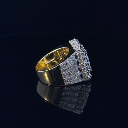 LUSTER 925 CZ YELLOW GOLD MENS ICED OUT RING | 9222452