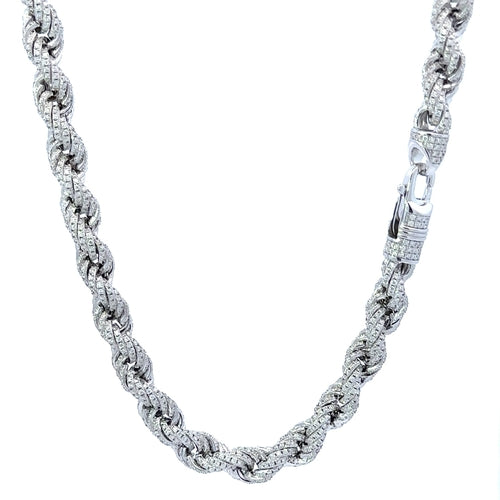 SABLE 16.26 CTW 7 MM RHODIUM MOISSANITE ICED OUT CHAIN  |  995641