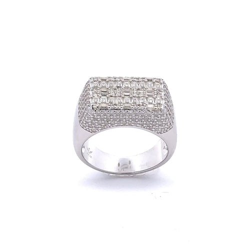 SERENZO 925 MOISSANITE MENS RHODIUM ICED OUT RING | 995551