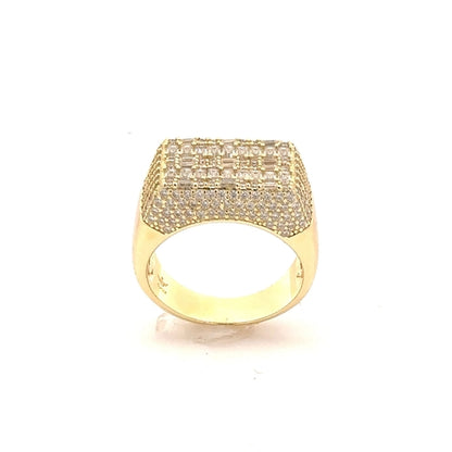 SERENZO 925 MOISSANITE MENS YELLOW GOLD ICED OUT RING | 995552