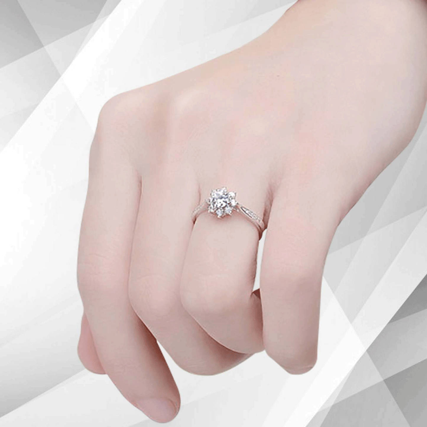 1.8Ct Round-Cut 19 CZ Diamonds Halo Women Engagement Ring 14Ct White