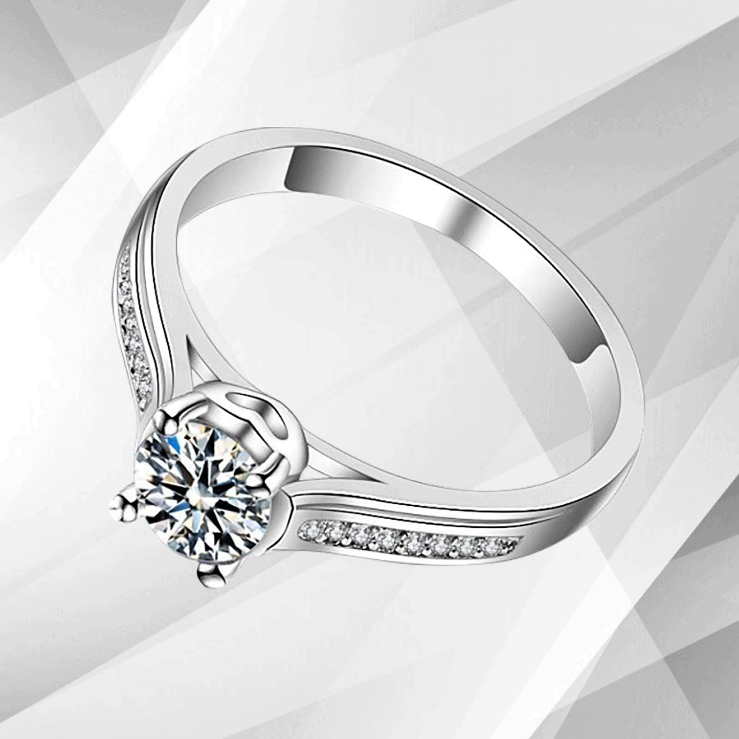 1.80Ct Round-Cut 17 Diamonds Solitaire Girls Engagement Ring 18K White