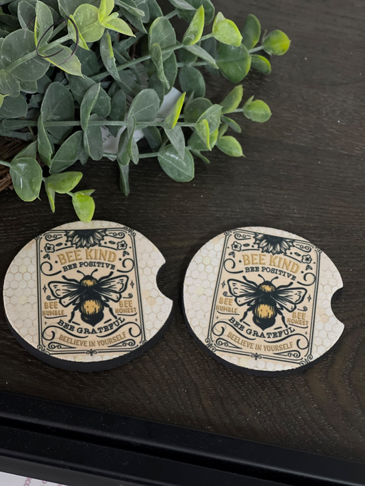 Bee Kind Car Coaster Set