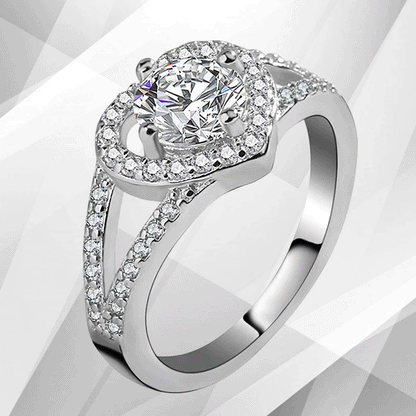 1.8Ct Heart-Cut Diamonds Cushion Halo Bridal Engagement Ring 18K White