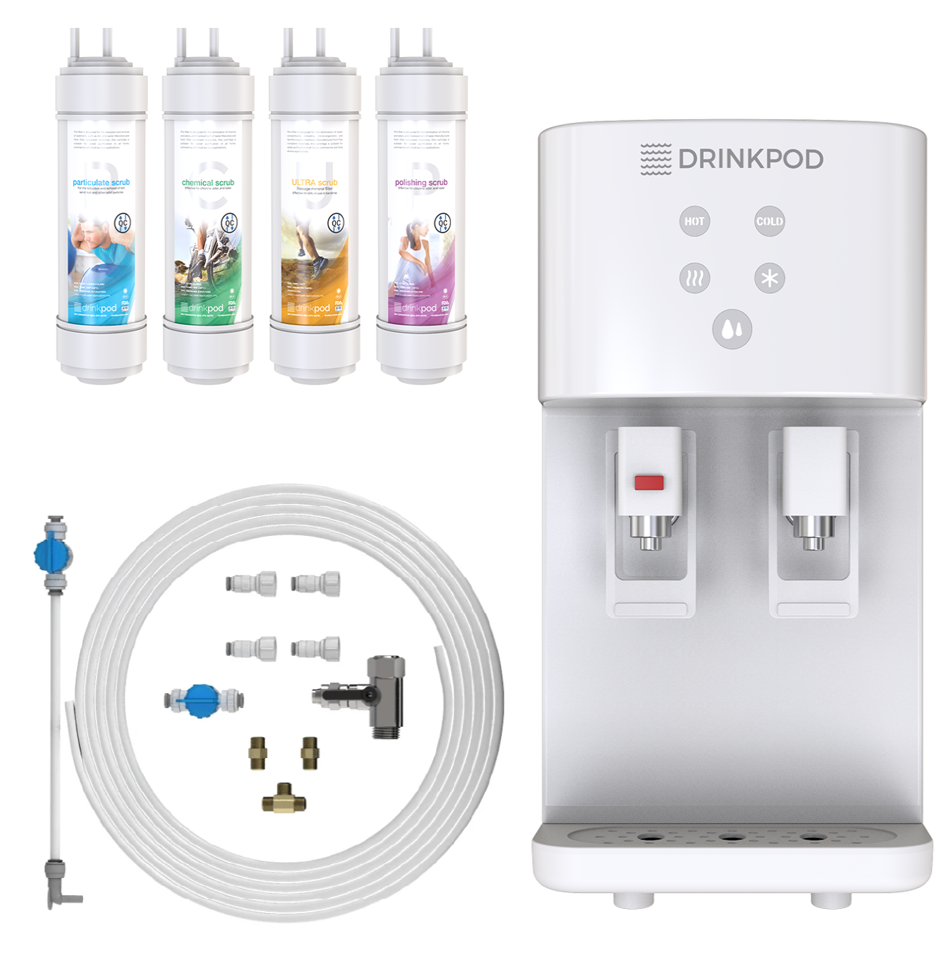 Drinkpod 2000 Pro Series - Countertop 4 Stage Water Purifier (Hot &