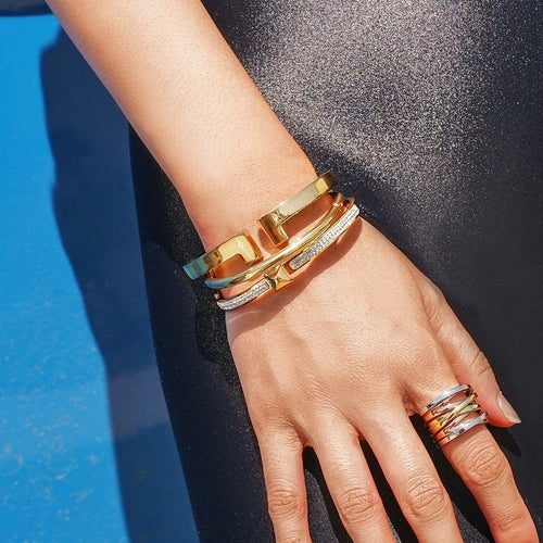 Tricolor Intertwined Statement Ring