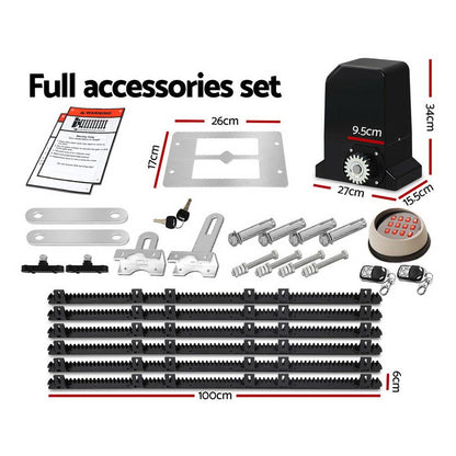 Auto Electric Sliding Gate Opener 1000KG Keypad 6M Rails