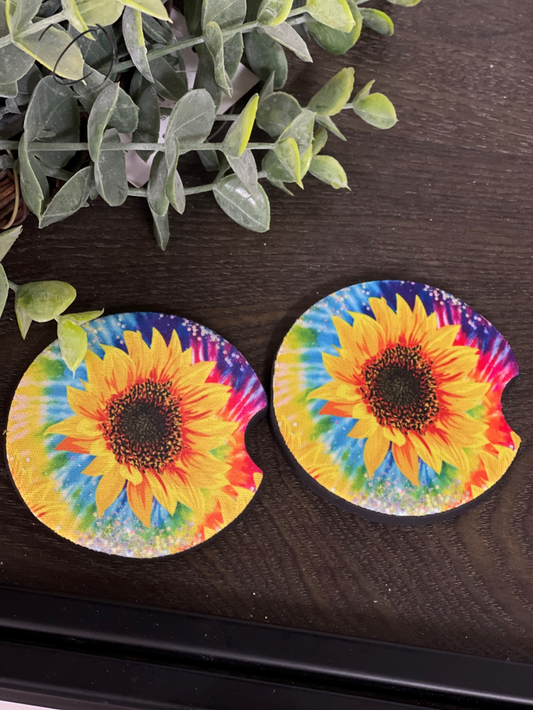 Groovy Sunflower Car Coaster Set