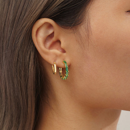 Green Gemstone Earrings, Green Onyx Earrings, Stone Hoop Earrings