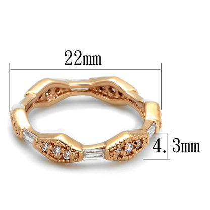 LO3553 - Rose Gold Brass Ring with AAA Grade CZ  in Clear