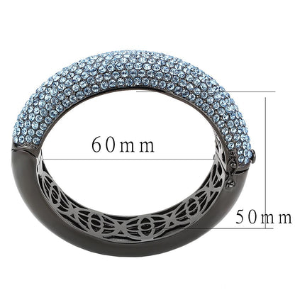 LO4305 - TIN Cobalt Black Brass Bangle with Top Grade Crystal  in Sea