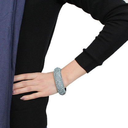 LO4305 - TIN Cobalt Black Brass Bangle with Top Grade Crystal  in Sea