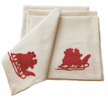 ML10107D Santa's Sleigh&Reindeer Napkins,20''x20'' Set of 4