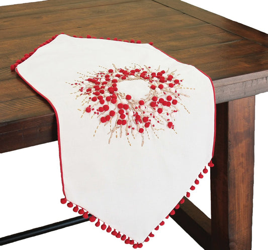 ML10103A Holiday Berry Wreath Table Runner