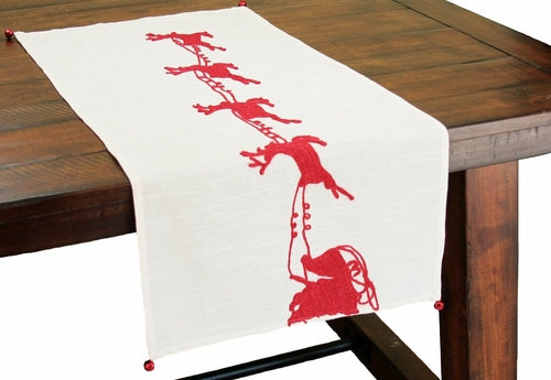 ML10107D Santa's Sleigh&Reindeer Table Runner