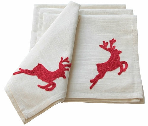 ML10107D Santa's Sleigh&Reindeer Napkins,20''x20'' Set of 4