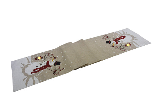 ML18923 Snowman Lantern Light Up Table Runner 13.5''x 72''