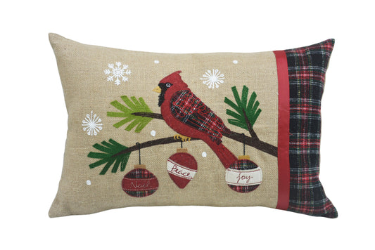 ML18926 Cardinal Noel Peace Joy Jute Pillow 13.5''x20''