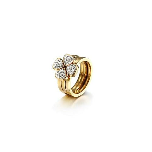 3-Stack Gold Clover CZ Rings, Set of 3