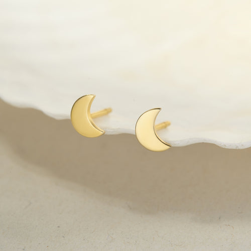 Tiny Moon Stud Earrings Minimalist Earrings