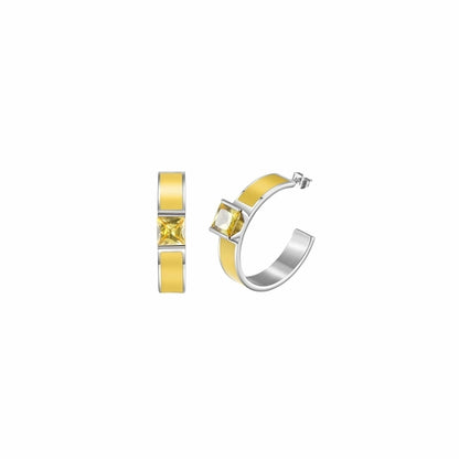 Enamel CZ Hoop Earrings