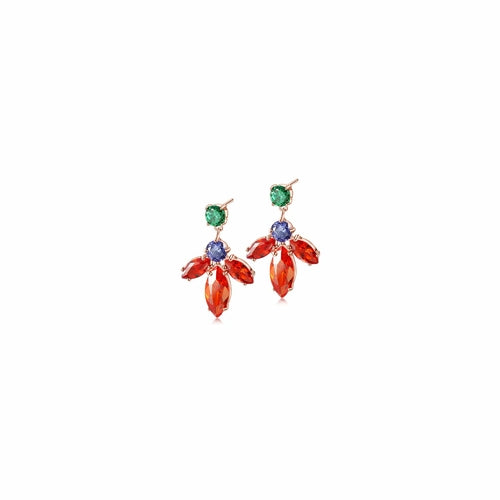 Floral Cubic Zirconia Drop Earrings