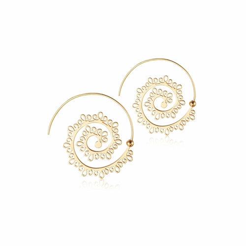 VINTAGE CIRCLE ROUND SPIRAL EARRINGS