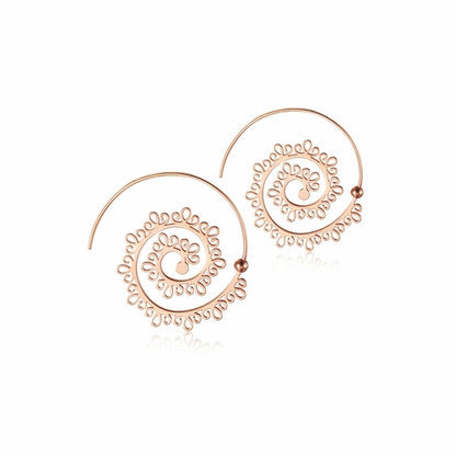 VINTAGE CIRCLE ROUND SPIRAL EARRINGS