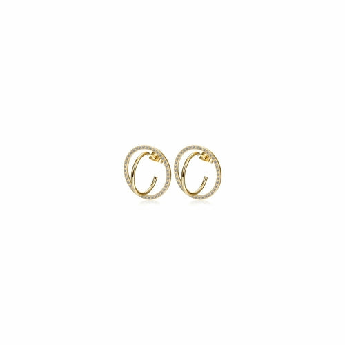 CZ Encrusted Coil-Link Earrings