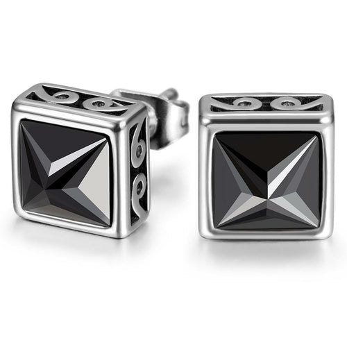 Black Square CZ Stud Earrings