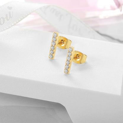 BAR CZ STUD EARRINGS