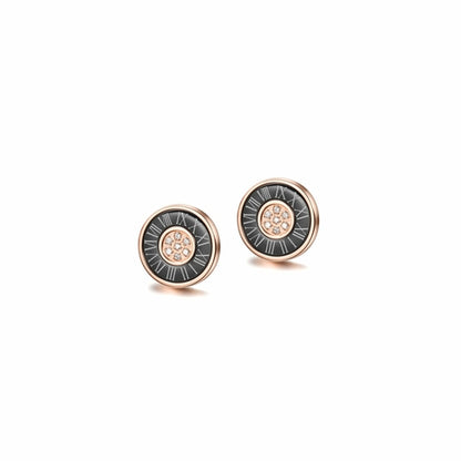 ROMAN NUMERALS SHELL CZ ROUND EARRINGS