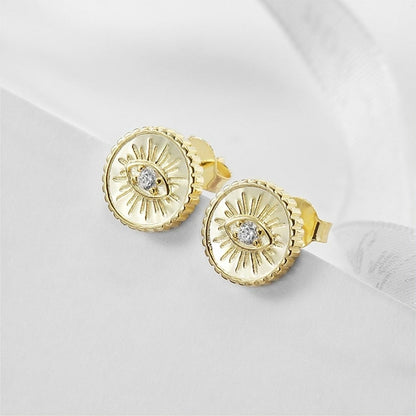 Evil Eye Coin Stud Earrings