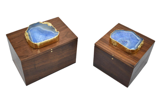 Square Wooden Box with Agate Top