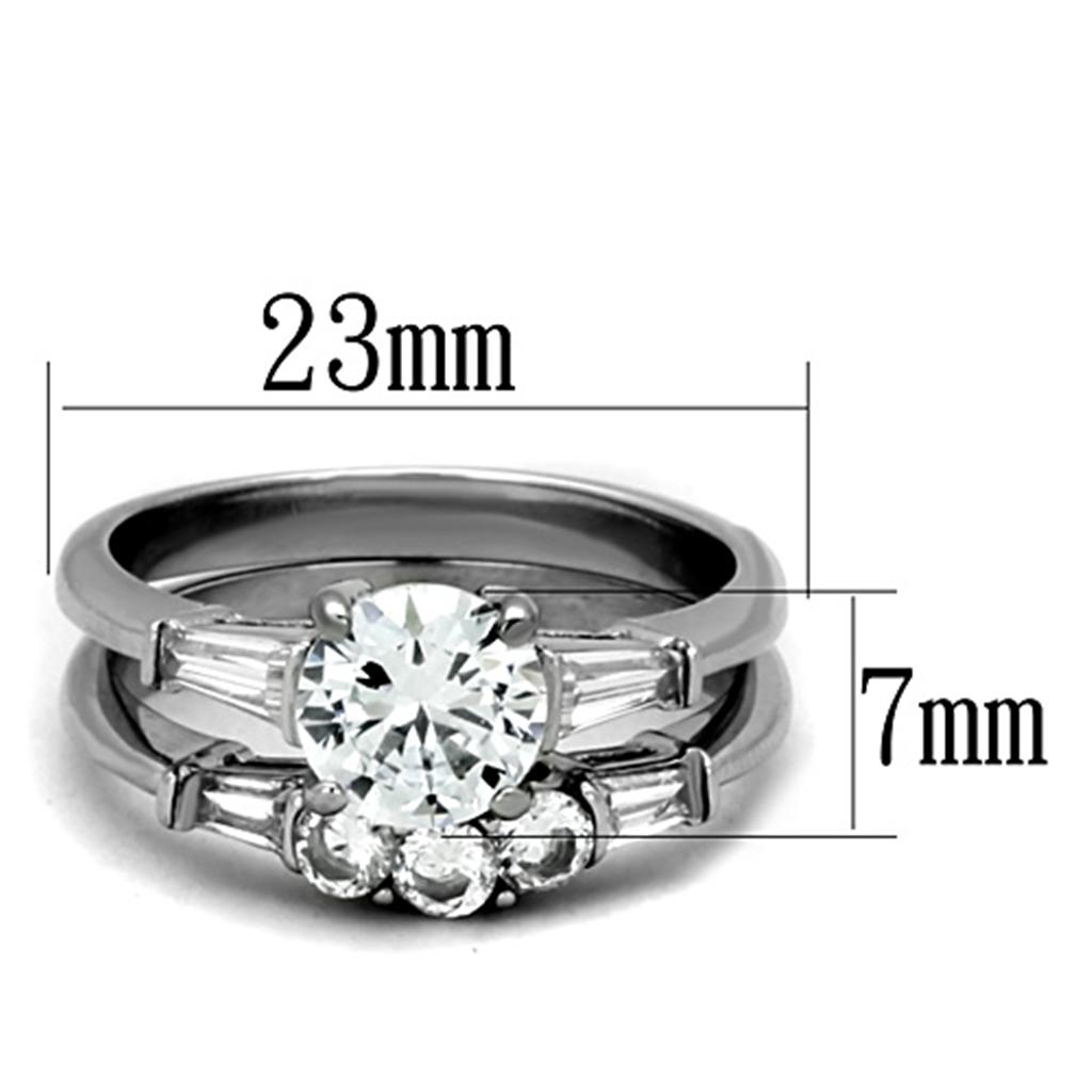 TK1W001 - High polished (no plating) Stainless Steel Ring with AAA