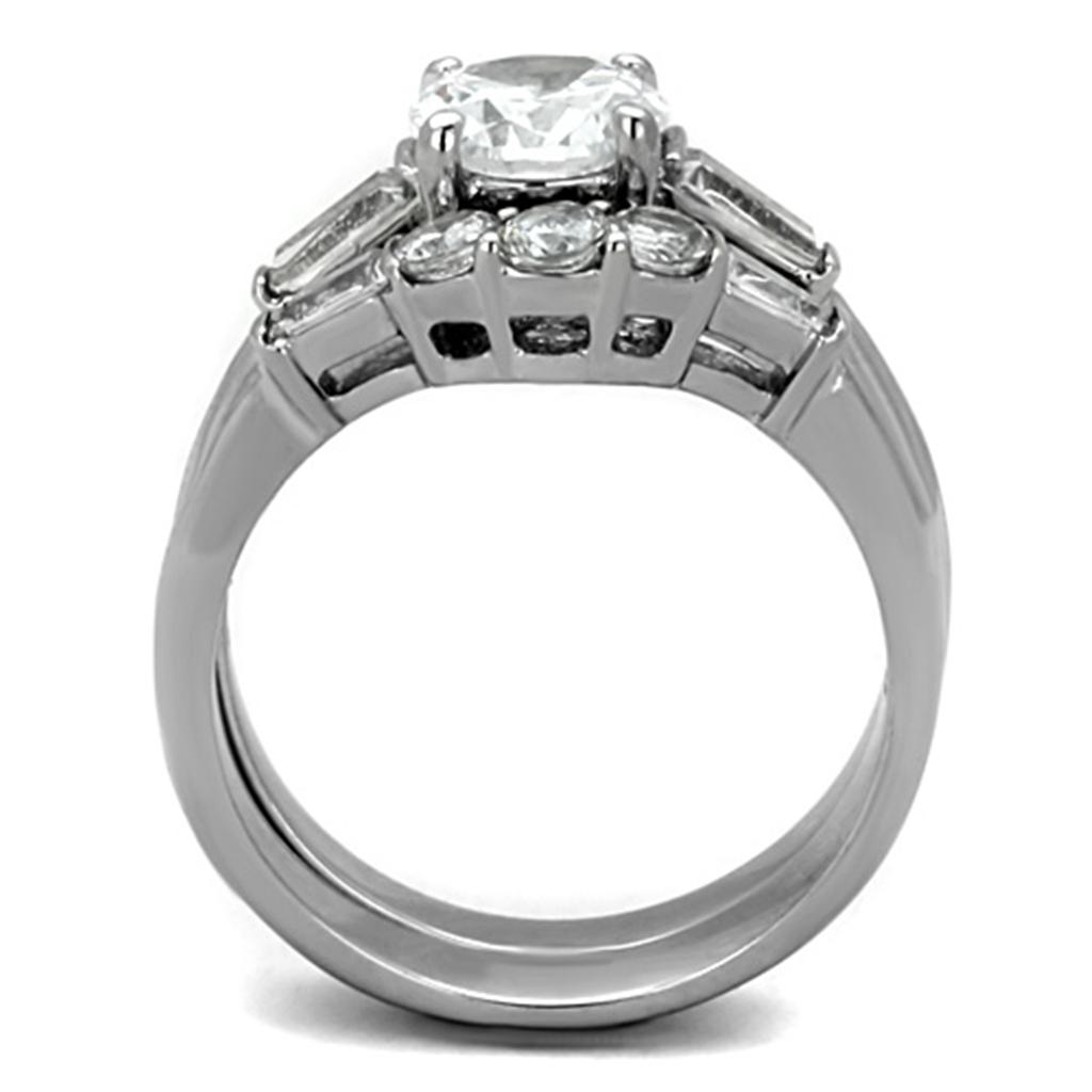 TK1W001 - High polished (no plating) Stainless Steel Ring with AAA