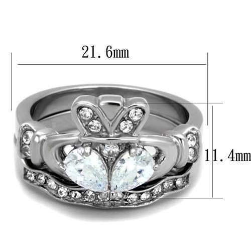 TK2119 - High polished (no plating) Stainless Steel Ring with AAA