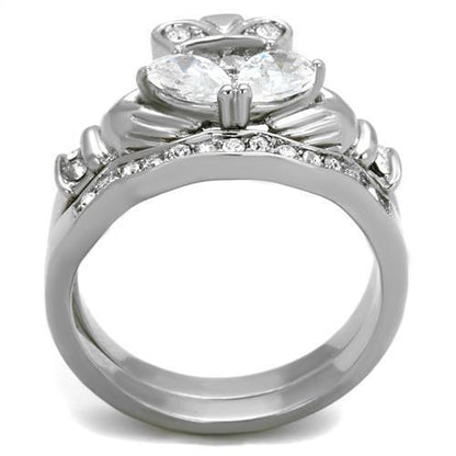 TK2119 - High polished (no plating) Stainless Steel Ring with AAA