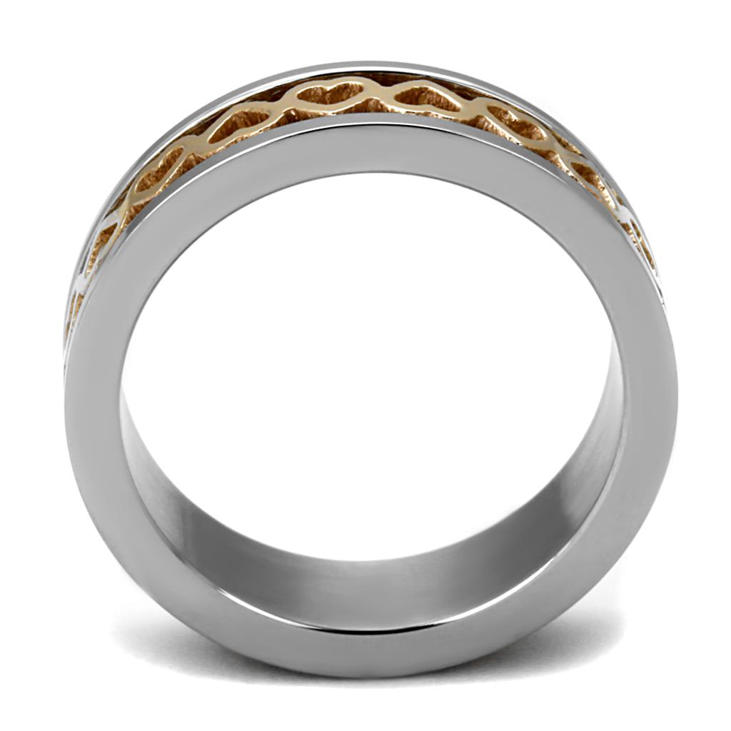 TK2398 - Two-Tone IP Rose Gold Stainless Steel Ring with No Stone