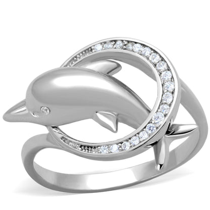 TS343 - Rhodium 925 Sterling Silver Ring with AAA Grade CZ  in Clear